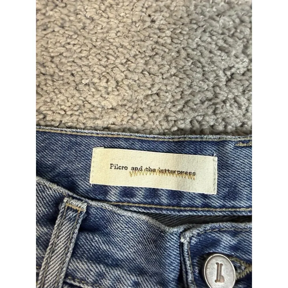Pilcro And The Letterpress Tilde High Rise Jeans Womens 28 Blue Slim Straight
